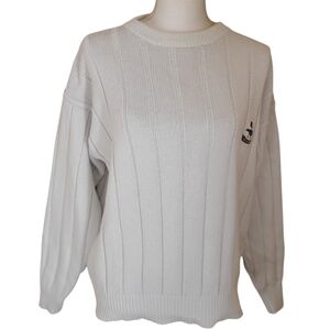 vintage faconnable 100% cotton crewneck sweater white size M